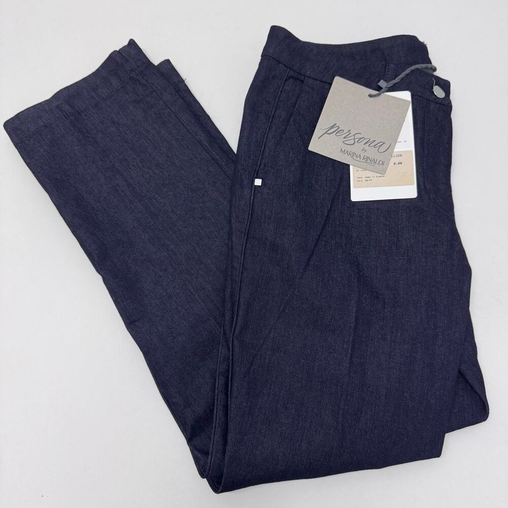 NWT Marina Rinaldi Idillico Dark Navy Denim Pant size 8 Casual Business Capsule
